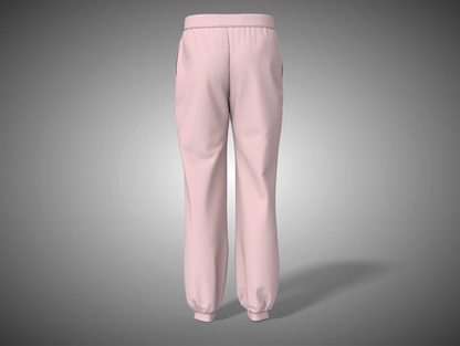 Baby pink sweatpants on a gray background