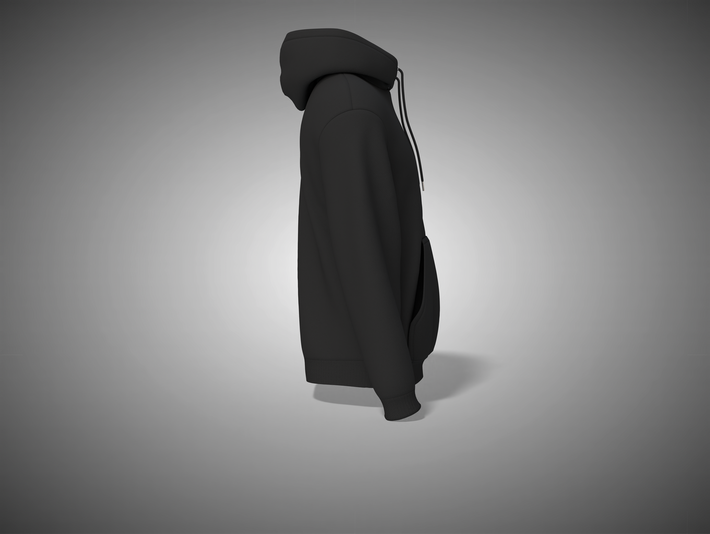 Black hooded coat on a gray background