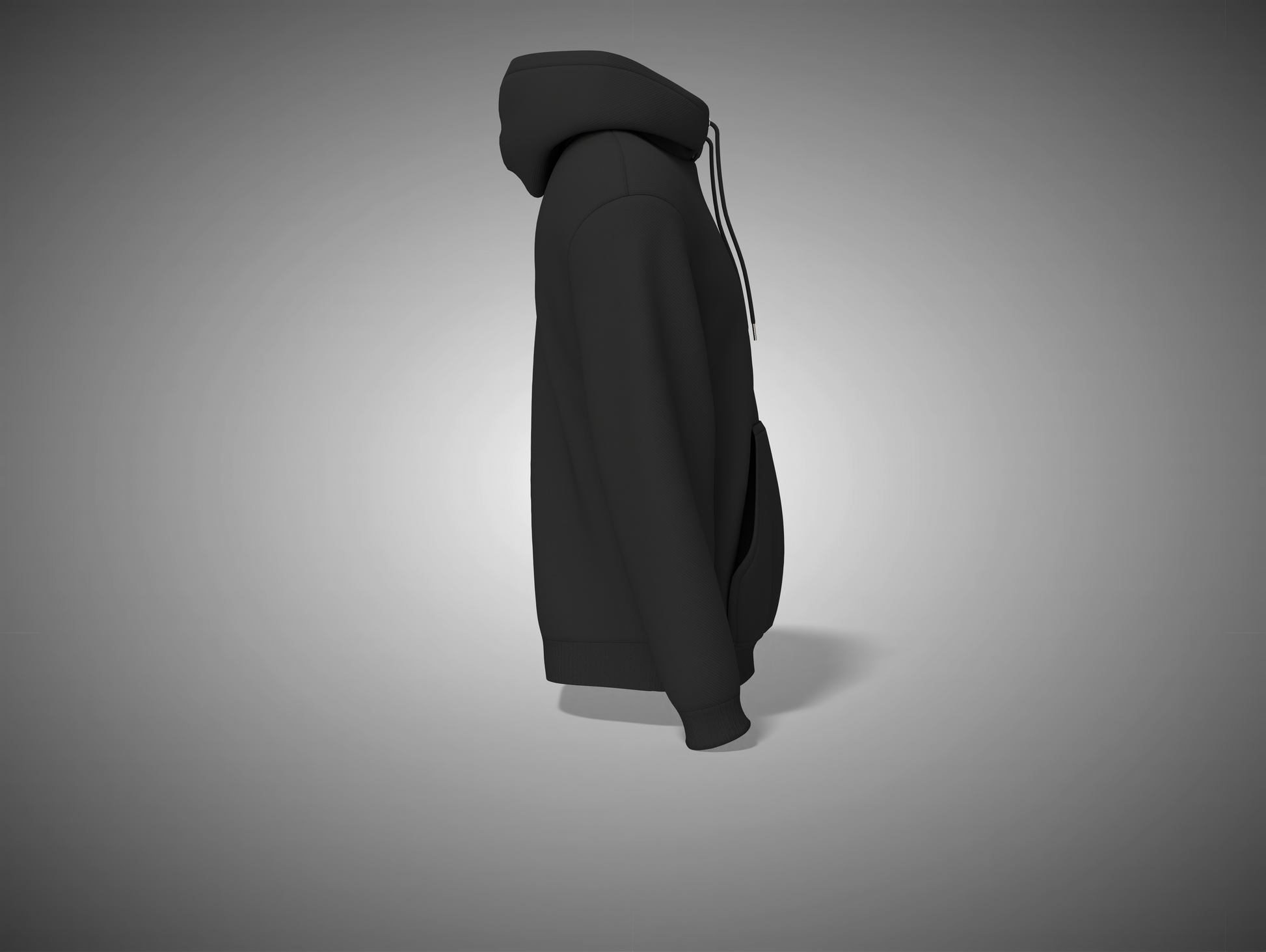 Black hooded coat on a gray background