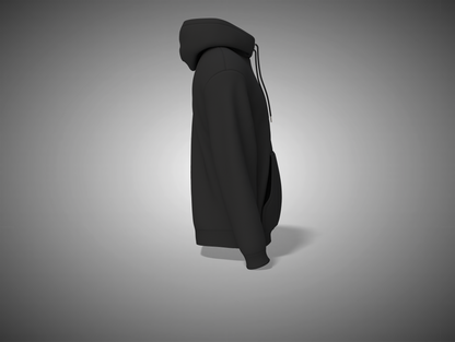 Black hooded coat on a gray background