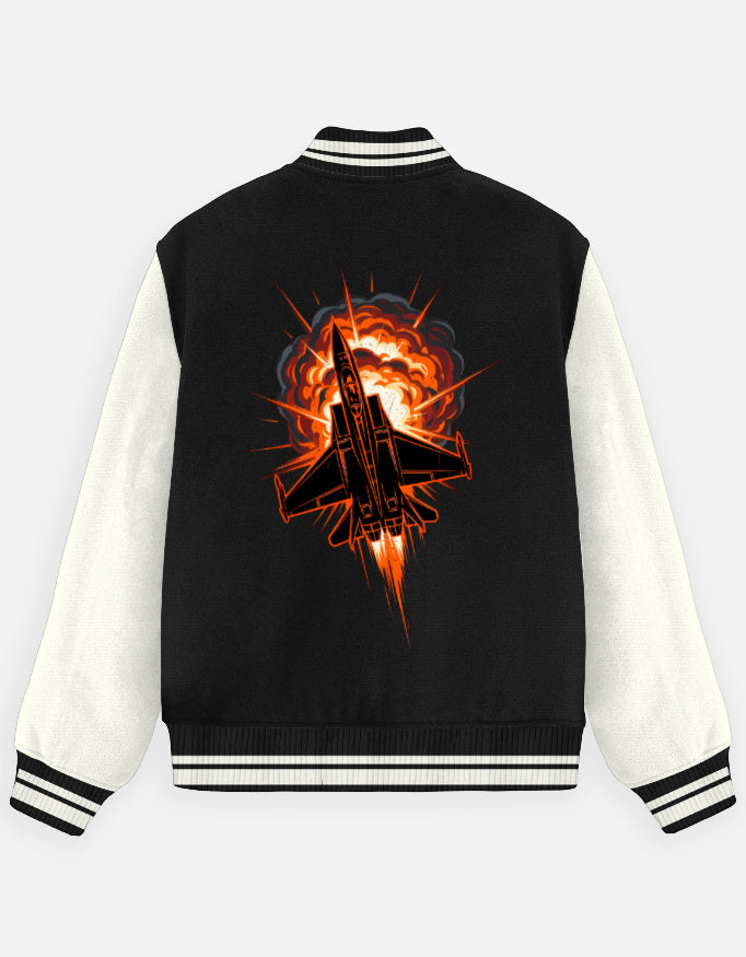 Black Blast Missile Design Varsity Jacket