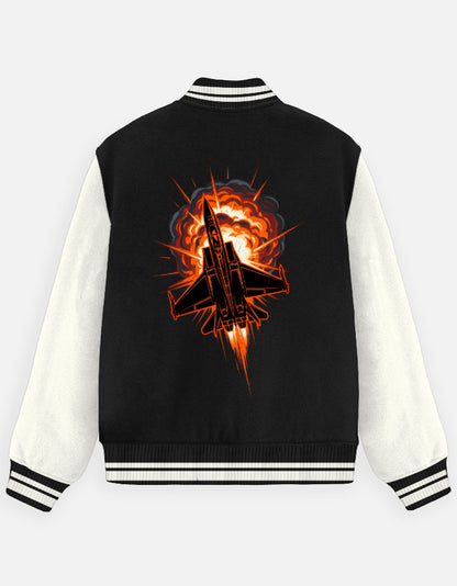 Black Blast Missile Design Varsity Jacket