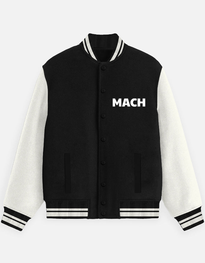 Black Mach Design Varsity Jacket