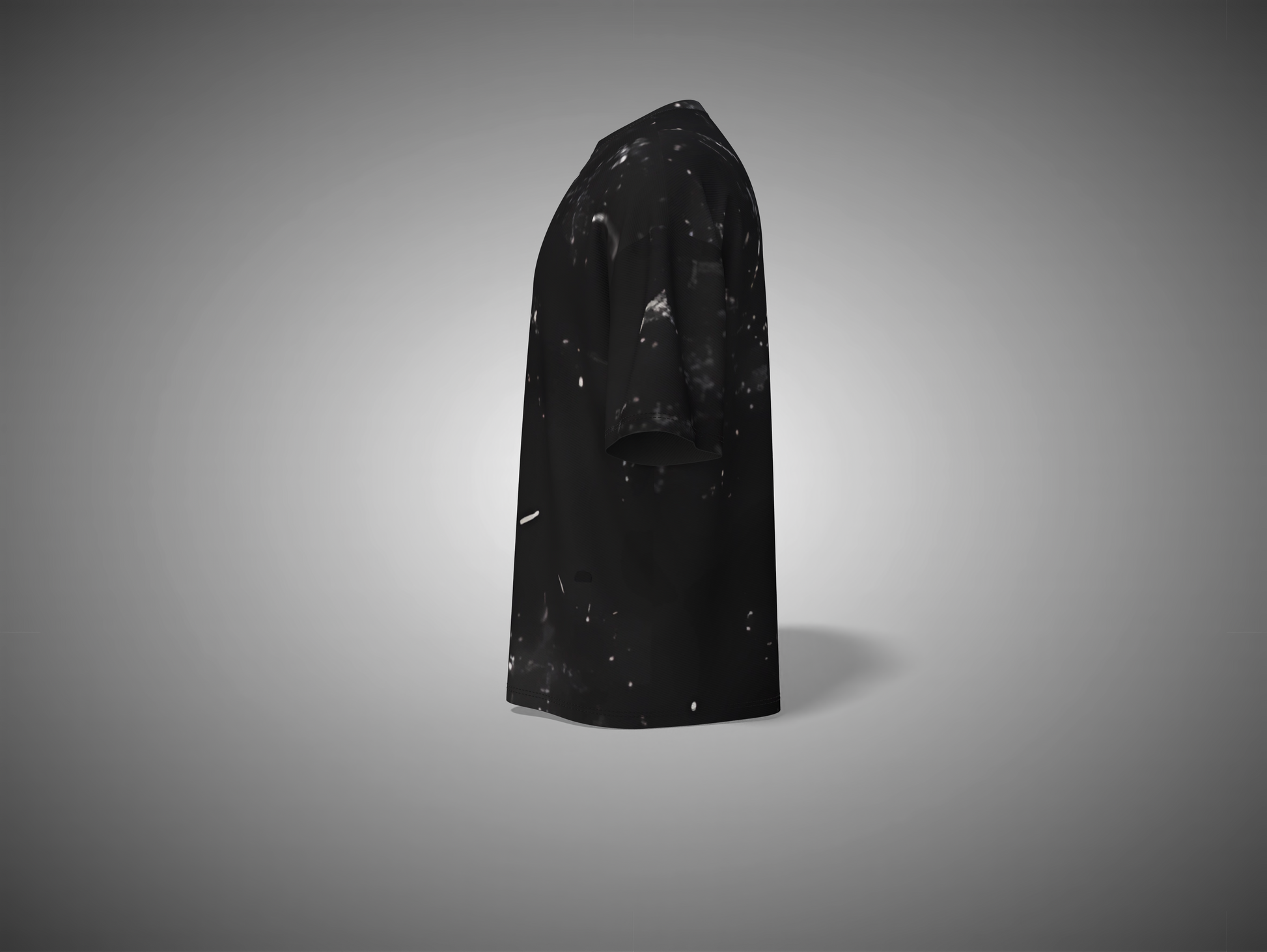 Black stone object on a gray background