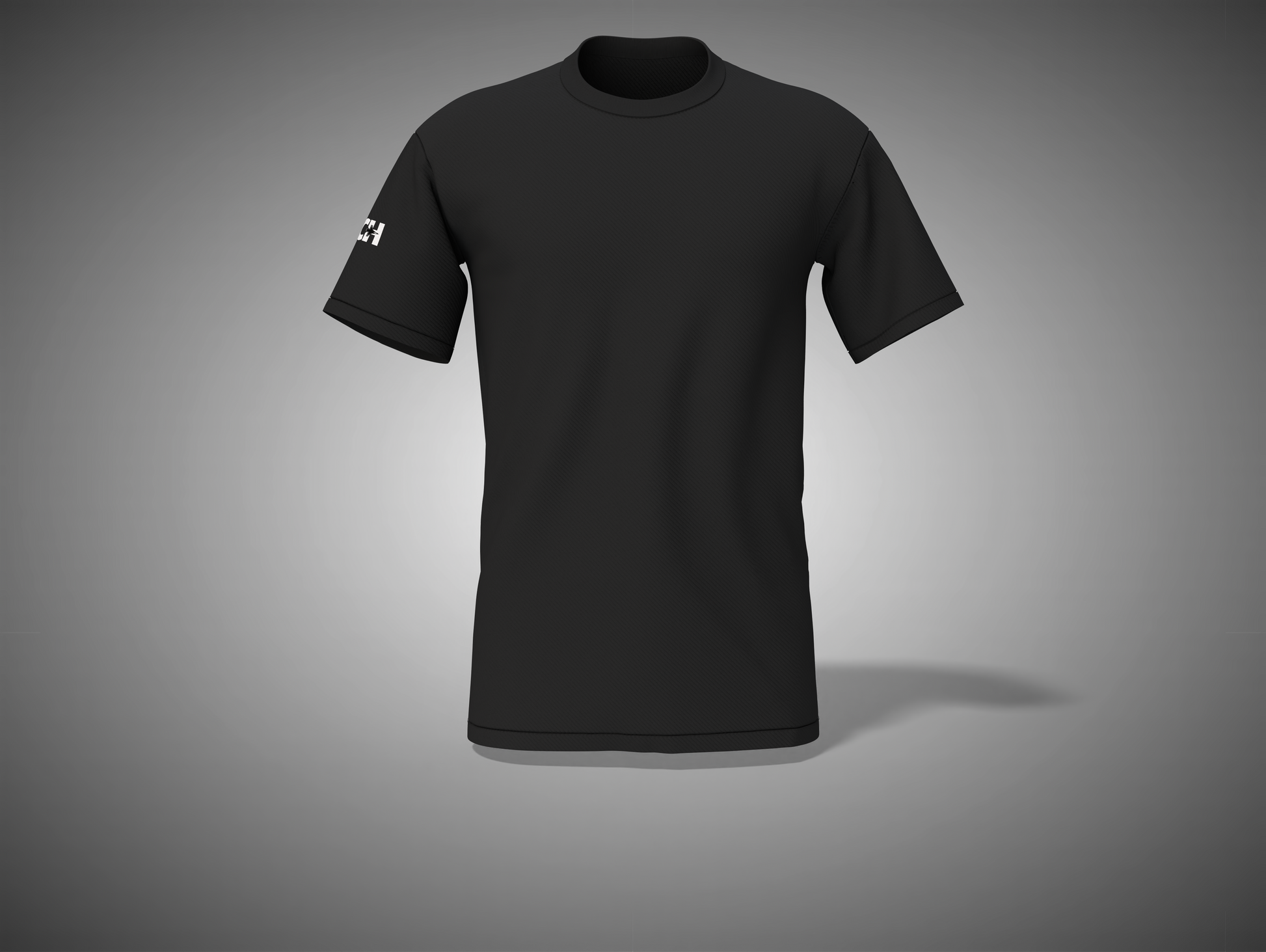 Black t-shirt on a gray background
