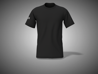 Black t-shirt on a gray background