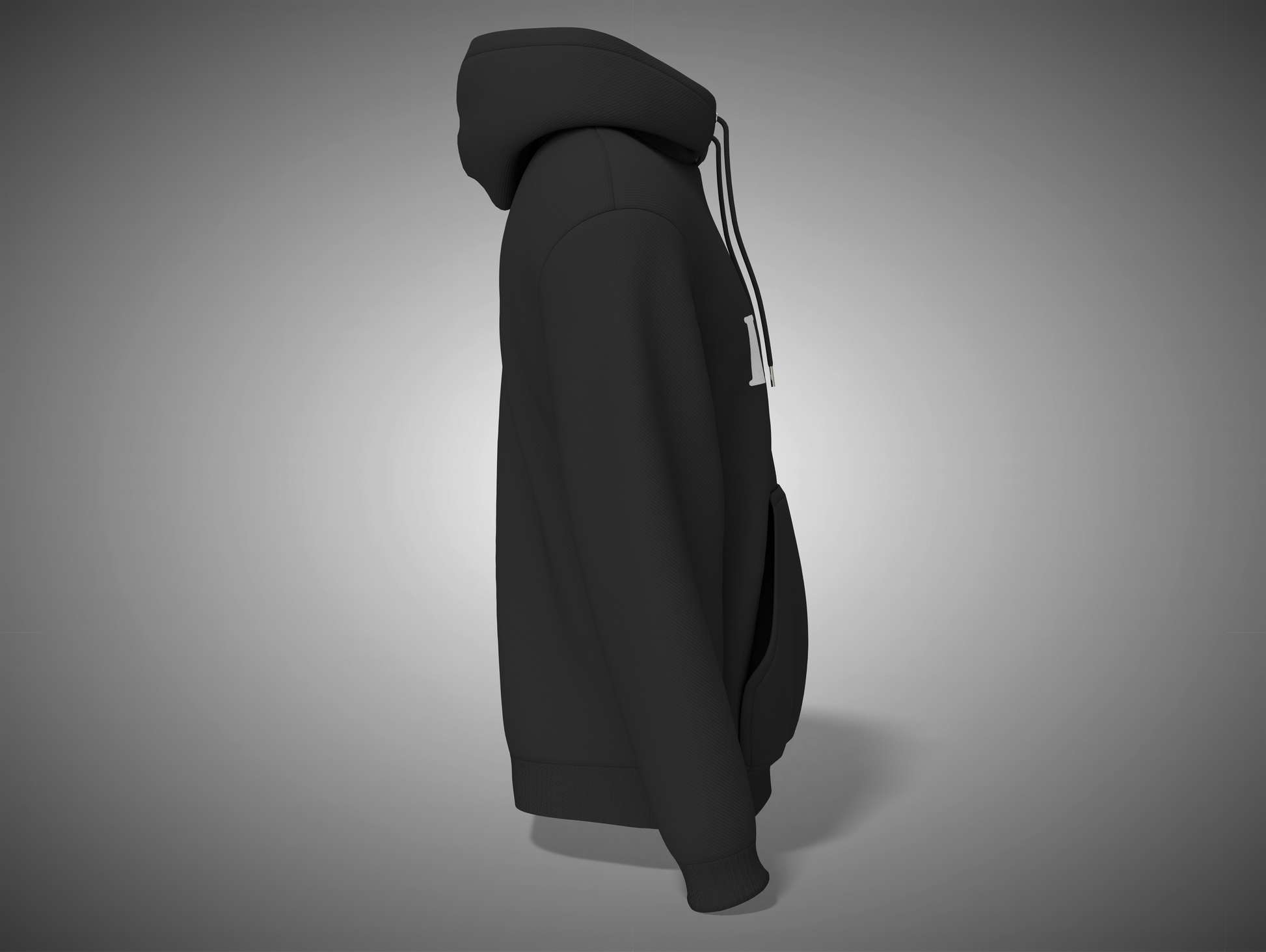 black hoodie on gray background