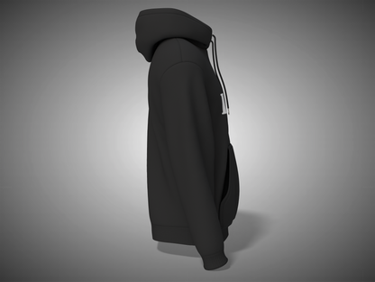 black hoodie on gray background