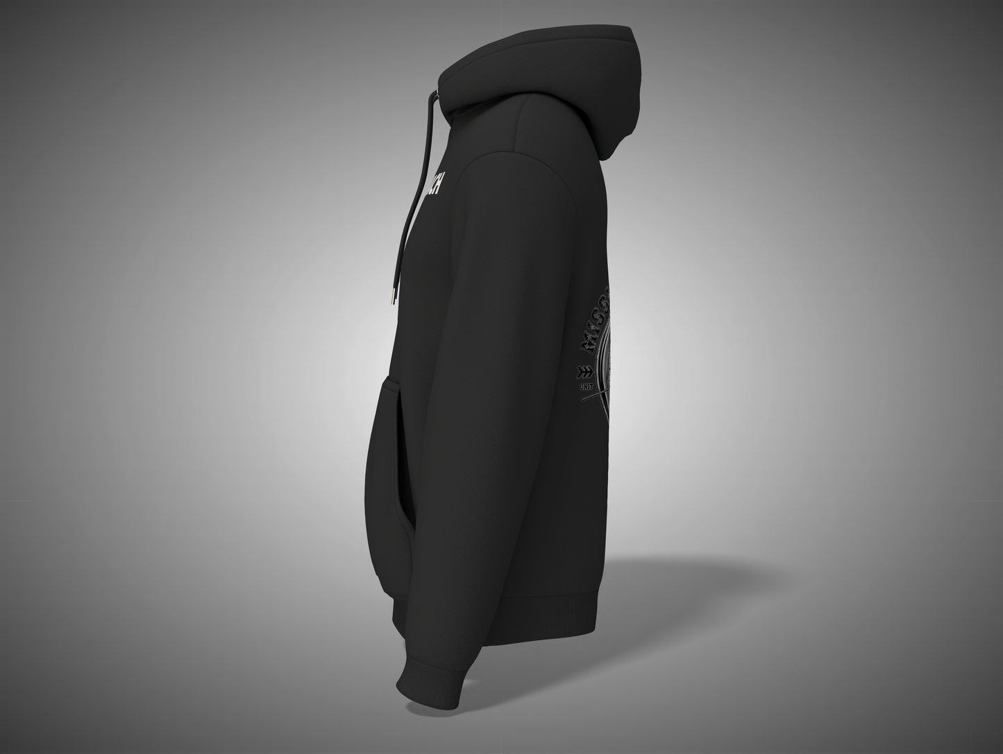 Black hoodie on a gray background