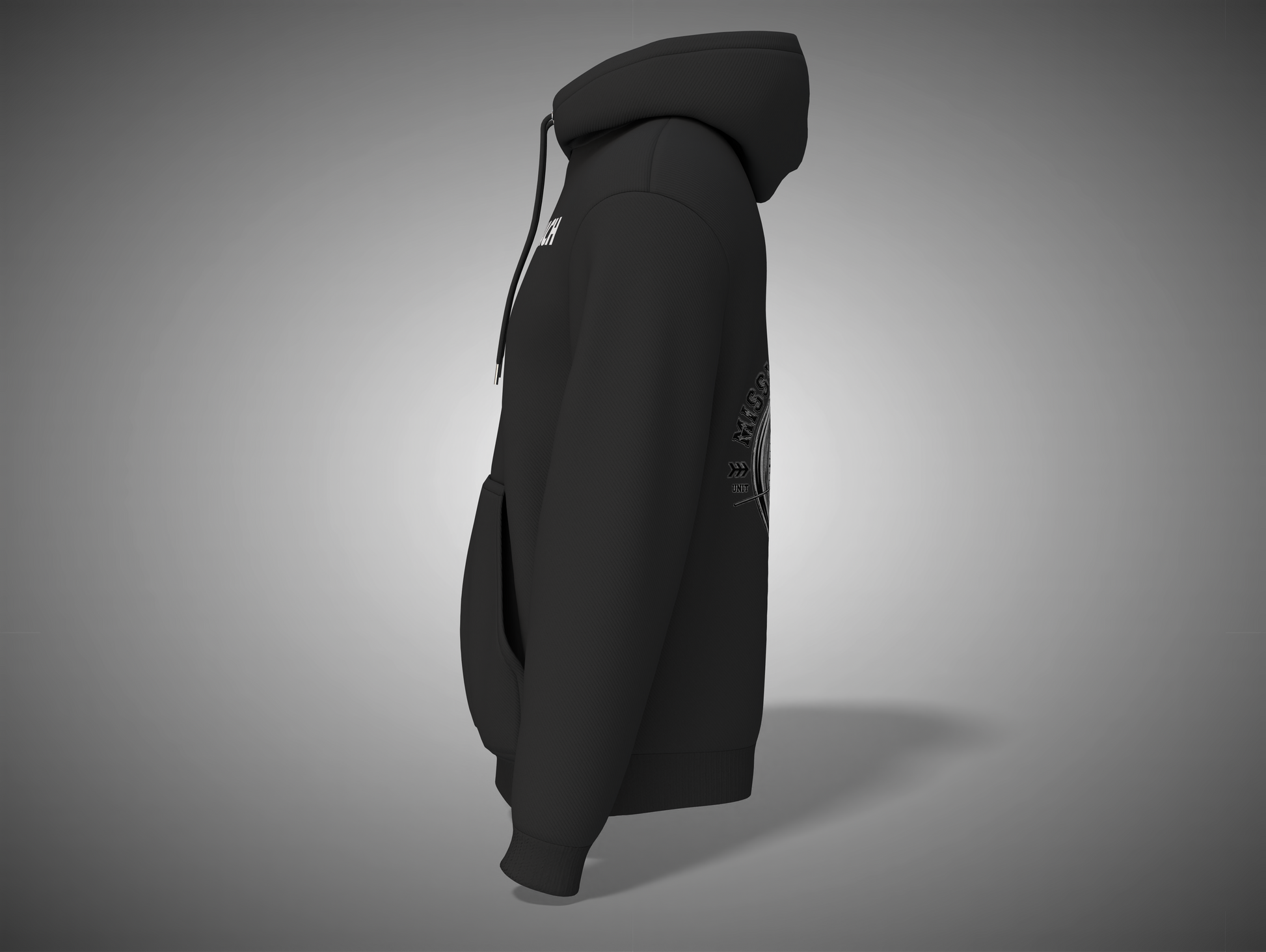 Black hoodie on a gray background