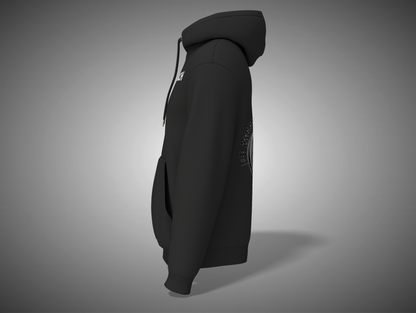 Black hoodie on a gray background