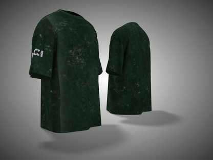 Bottle Green t-shirt with a logo on a gray background