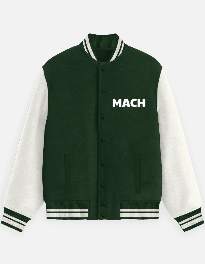 Bottle Green Mach Design Varsity Jacket