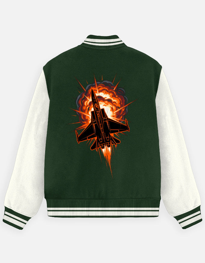 Bottle Green Blast Missile Varsity Jacket