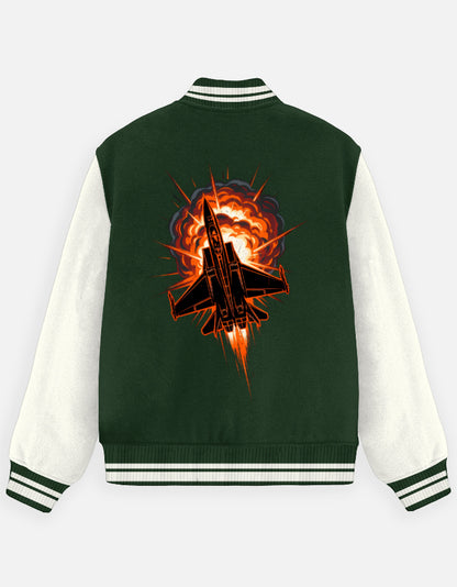 Bottle Green Blast Missile Varsity Jacket