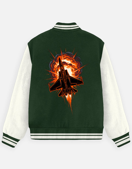 Bottle Green Blast Missile Varsity Jacket