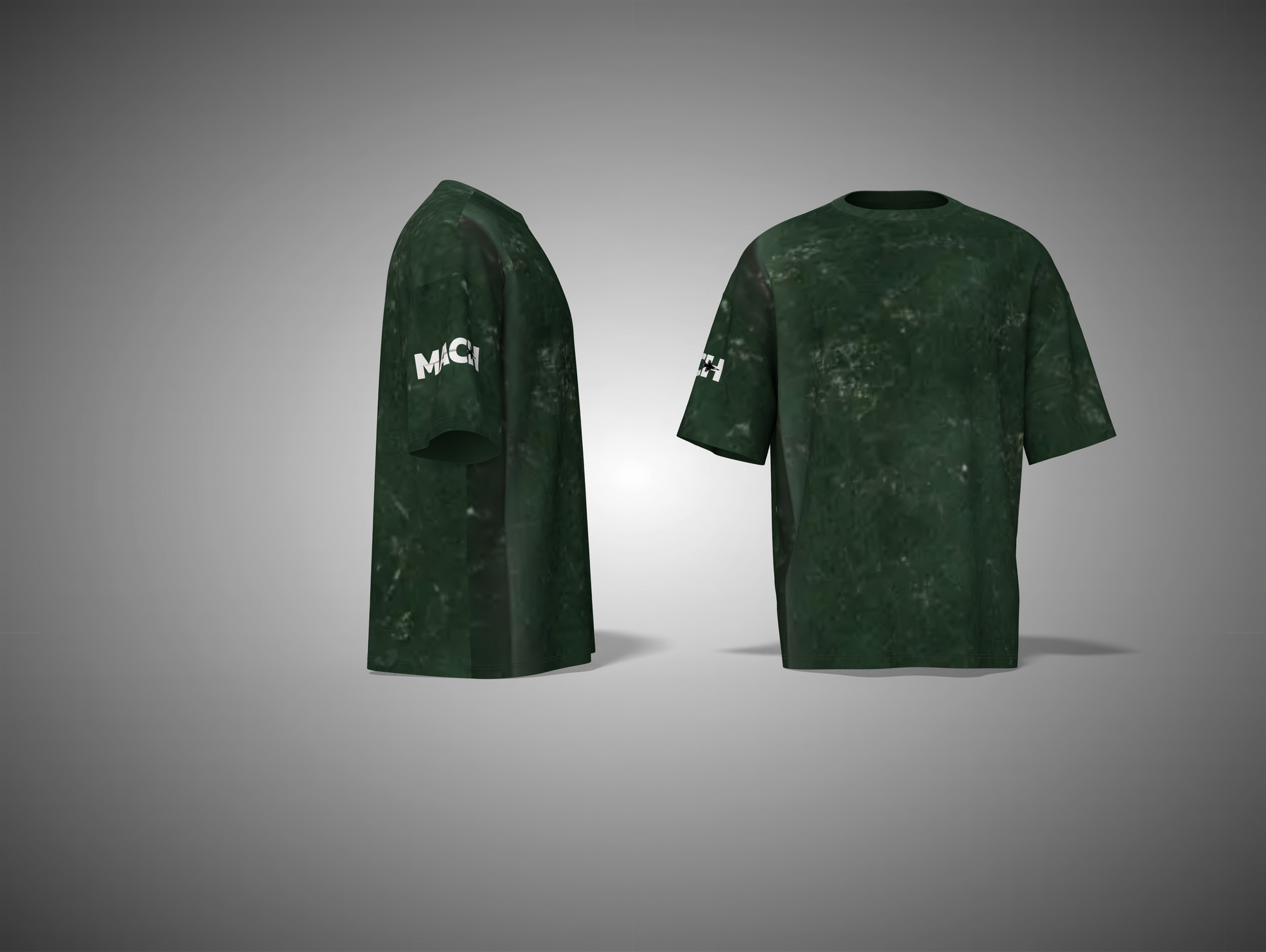 Bottle Green t-shirt with 'March' logo on a gray background