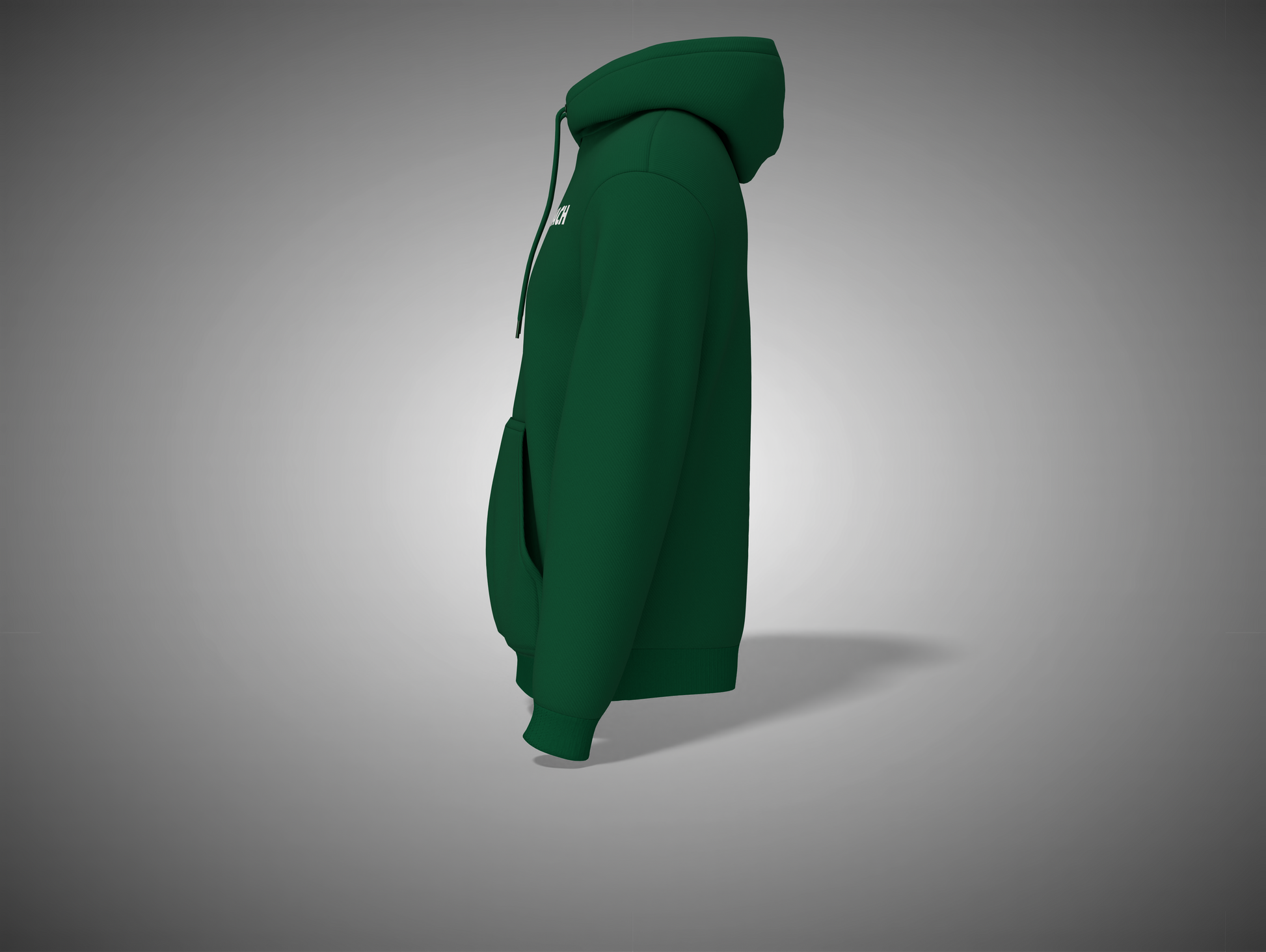 Bottle Green Hoodie on a gray background
