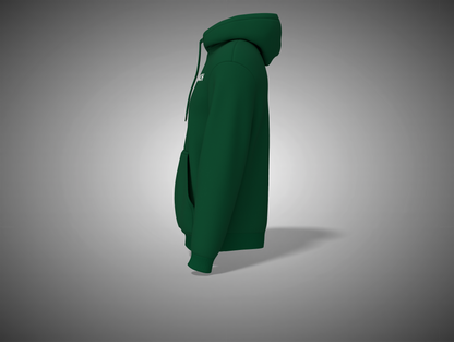 Bottle Green Hoodie on a gray background