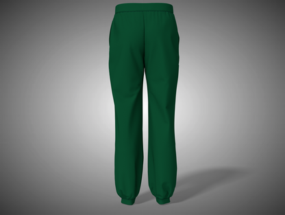 Bottle Green sweatpants on a gray background