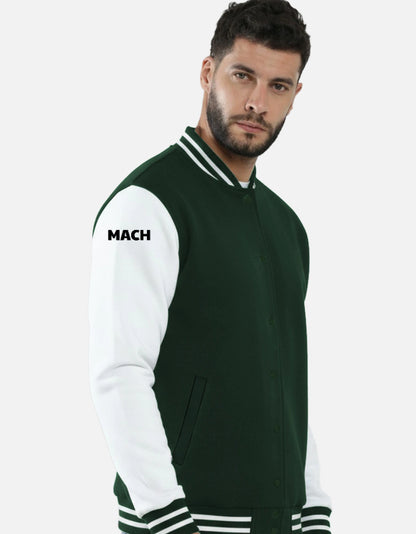 Green Varsity Jacket Showing Right Shoulder