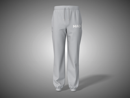 Gray sweatpants with 'MACK' branding on a gray background