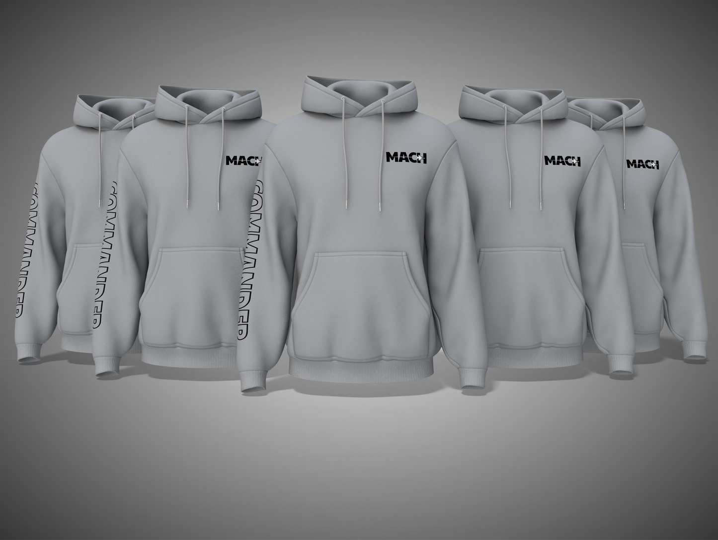 Grey Melange hoodies with branding on a gray background