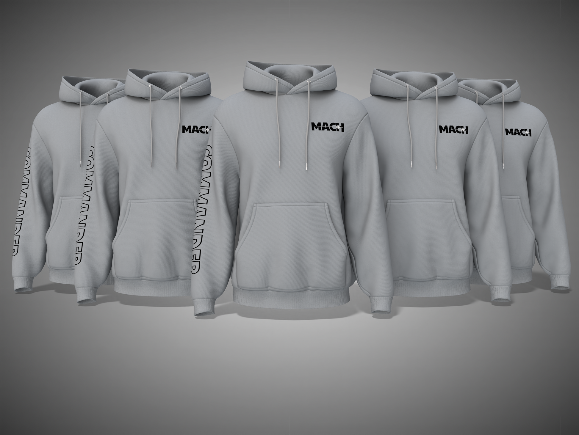 Grey Melange hoodies with branding on a gray background