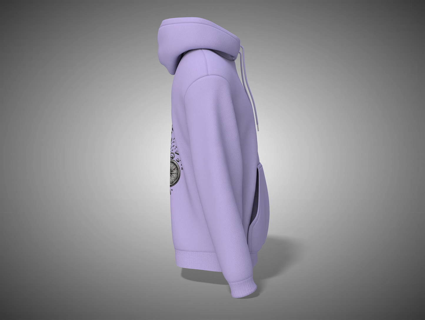 Lavender hoodie on a gray background