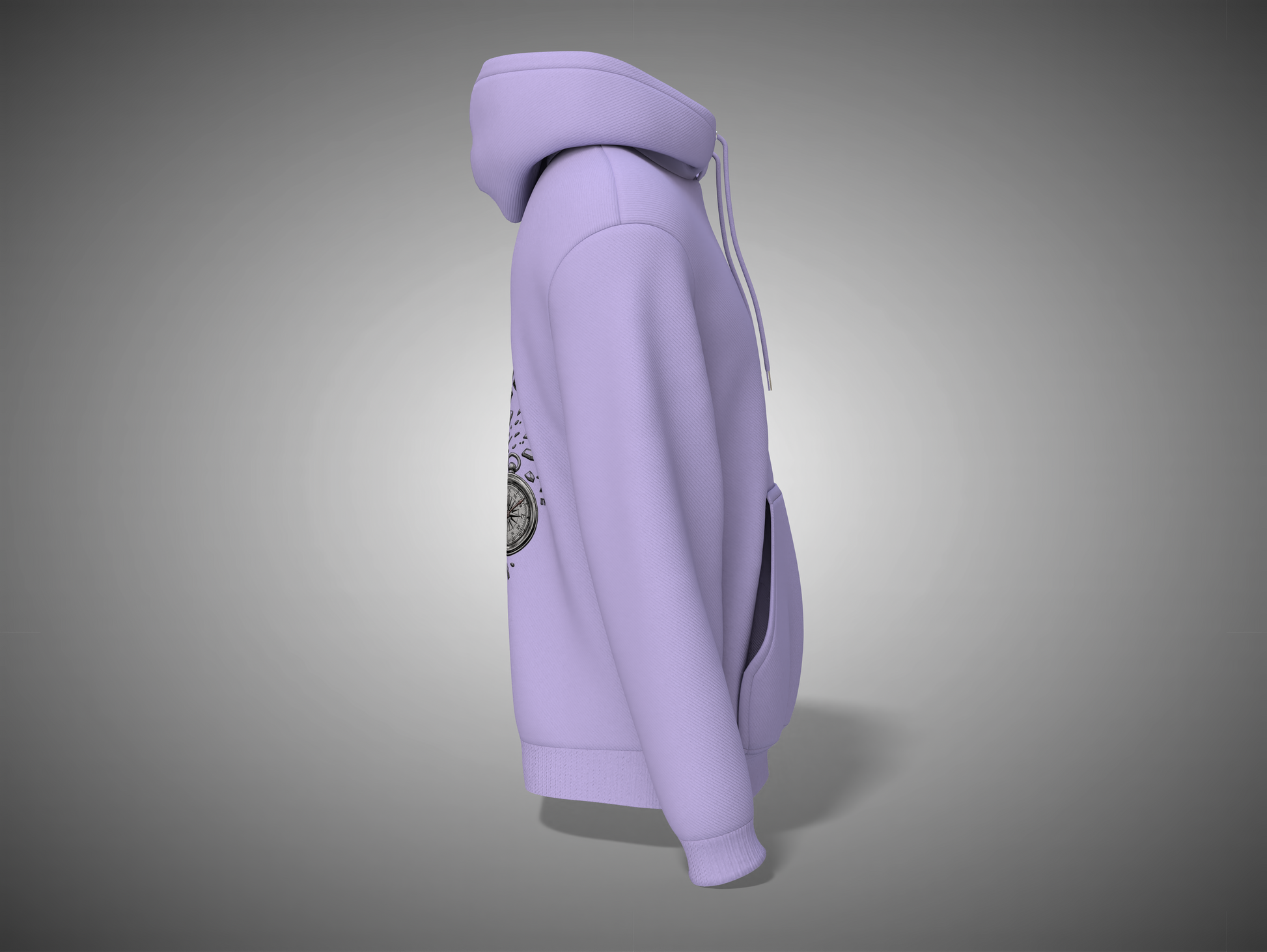 Lavender hoodie on a gray background