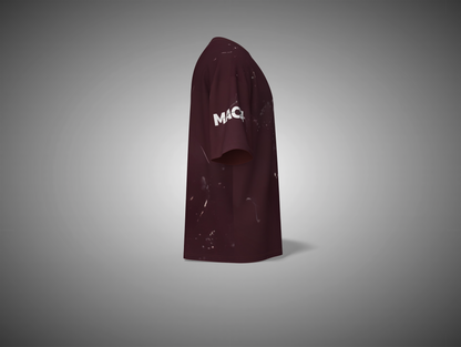 Maroon garment with 'MAM' logo on a gray background