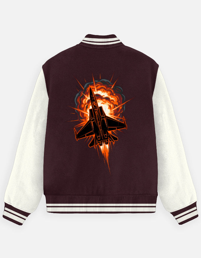 Maroon Blast Missile Varsity Jacket