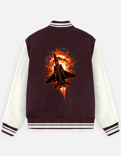 Maroon Blast Missile Varsity Jacket