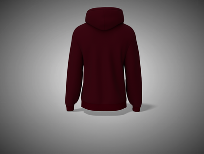 Maroon hoodie on a gray background