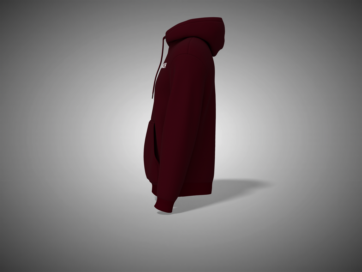 Maroon hoodie on a gray background
