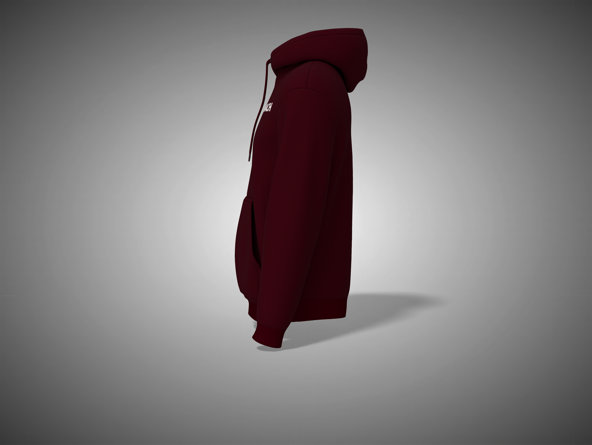 Maroon hoodie on a gray background