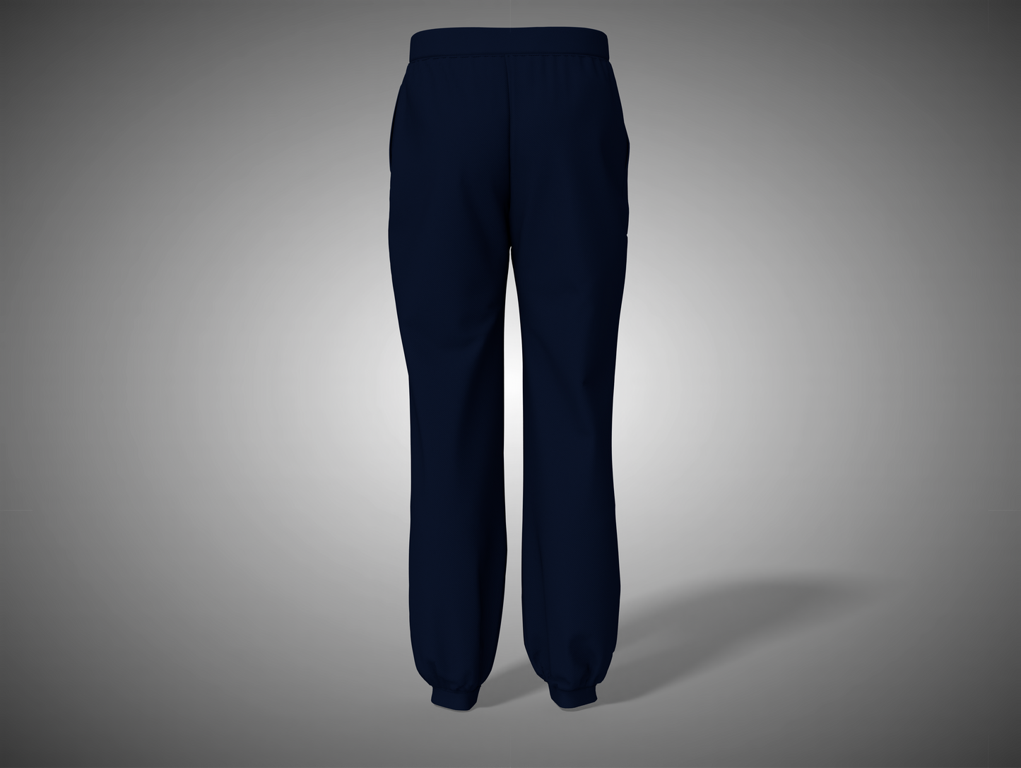 Navy blue pants on a gray background