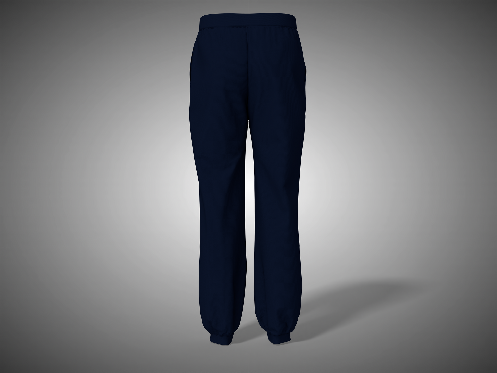 Navy blue pants on a gray background
