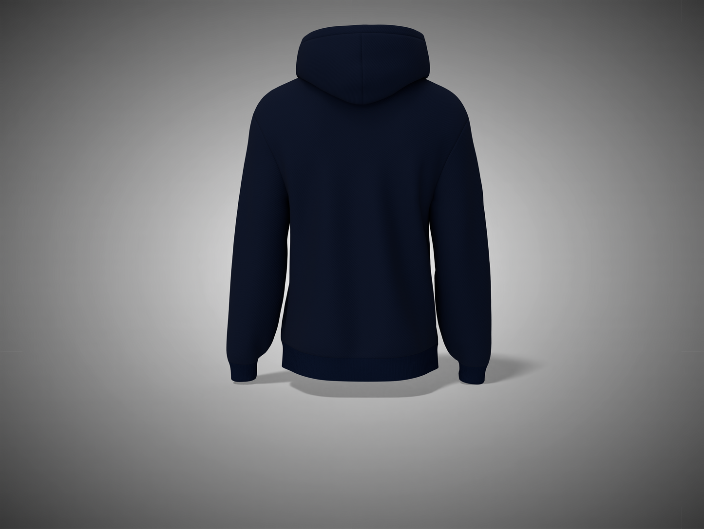 Navy blue hoodie on a gray background