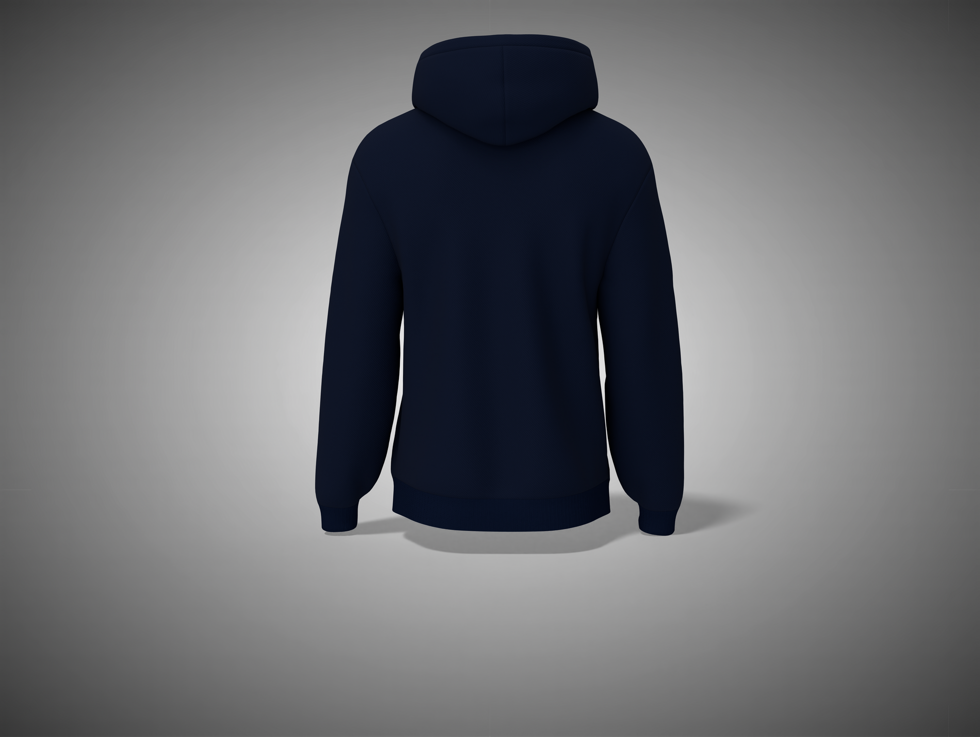 Navy blue hoodie on a gray background
