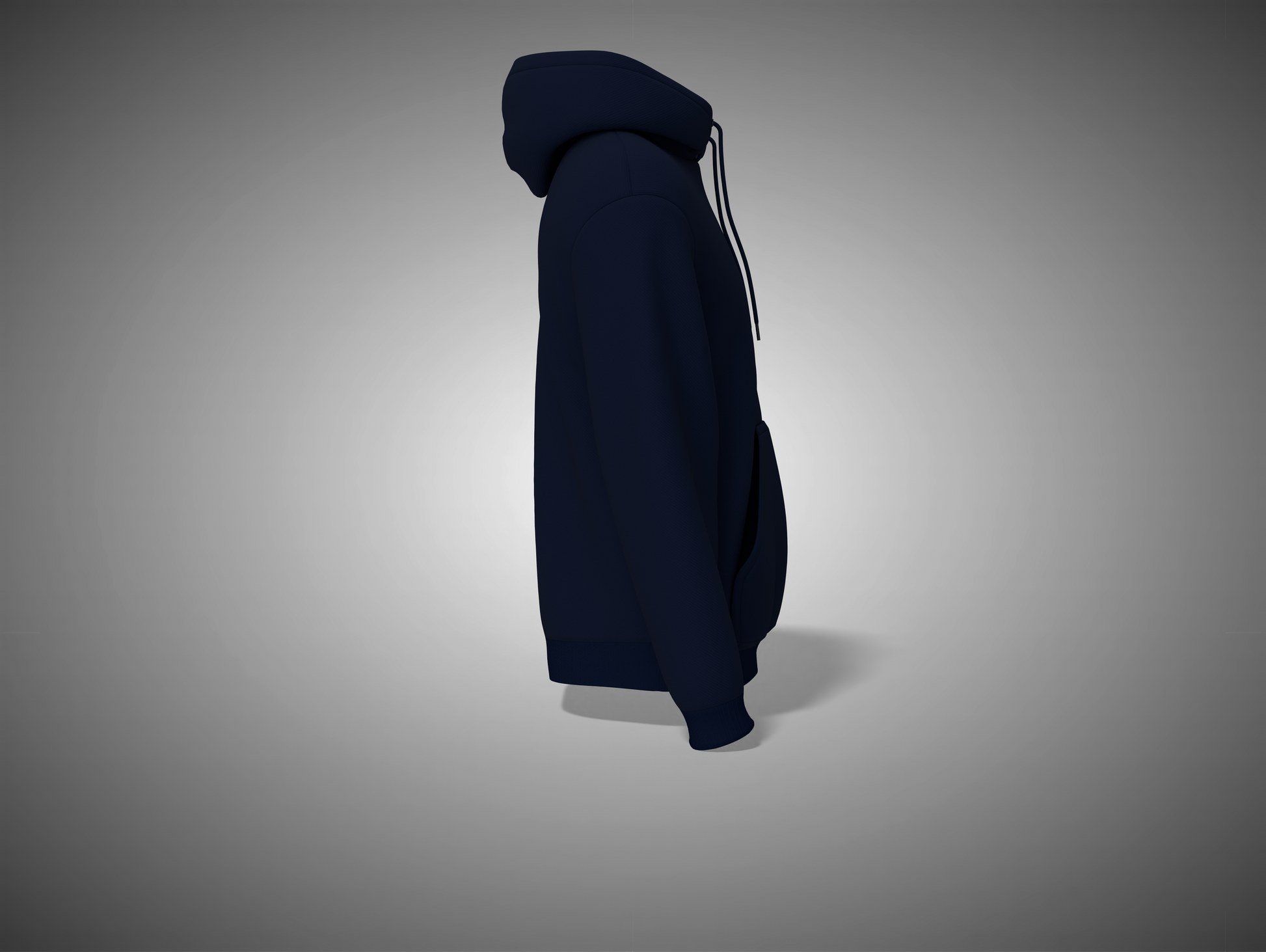 Navy blue hoodie on a gray background