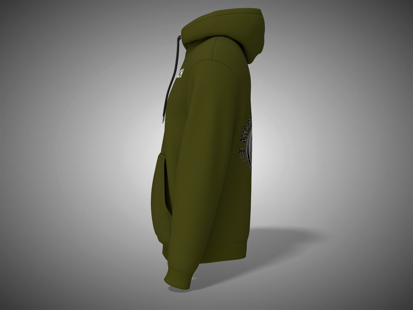 Olive Green hoodie on a gray background