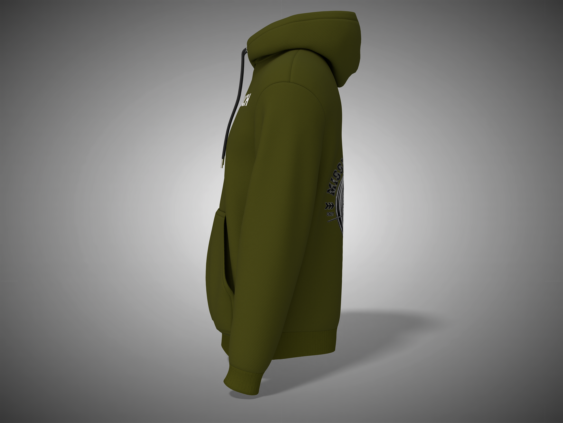 Olive Green hoodie on a gray background