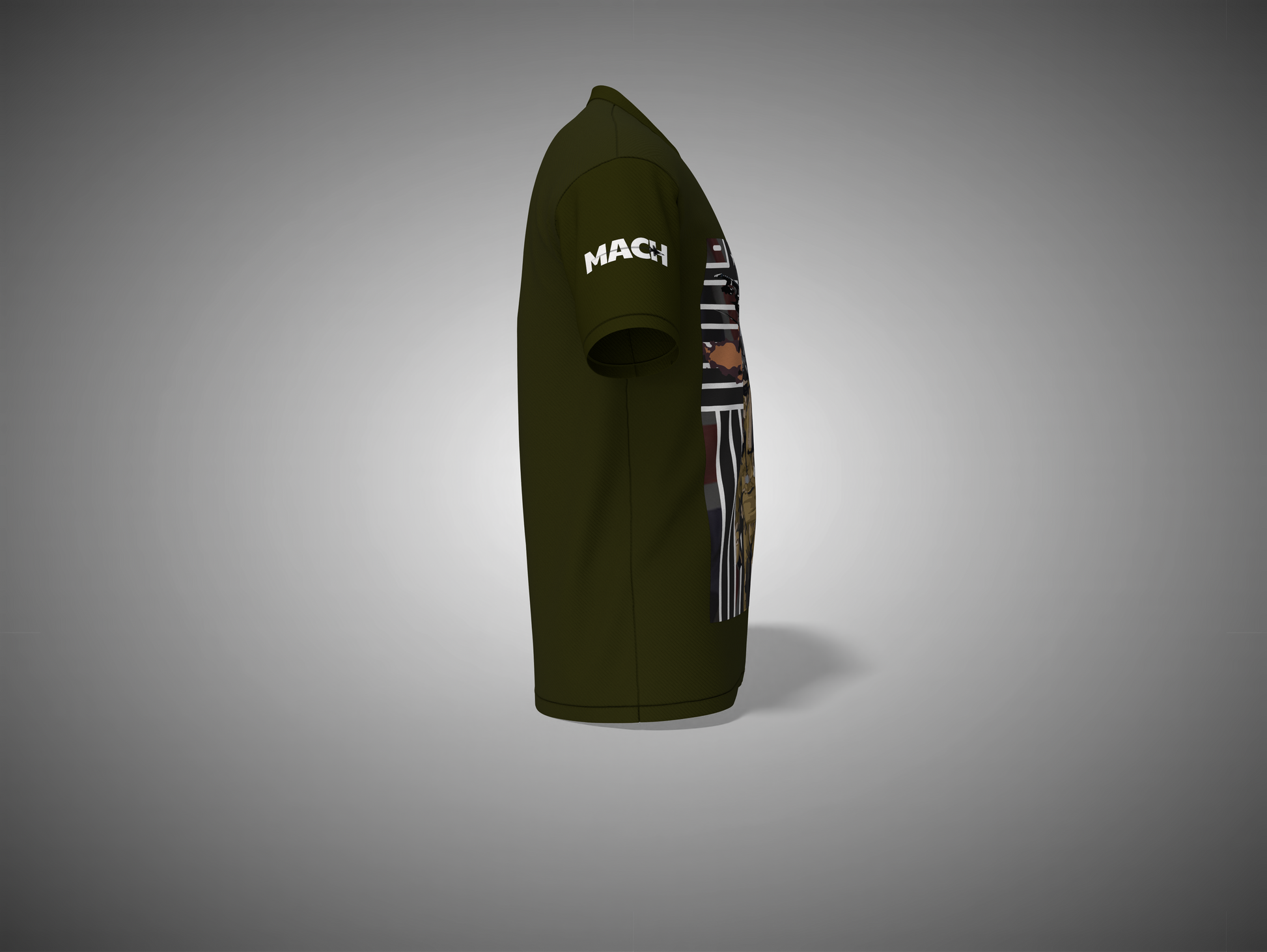 Olive Green hoodie with branding on a gray background