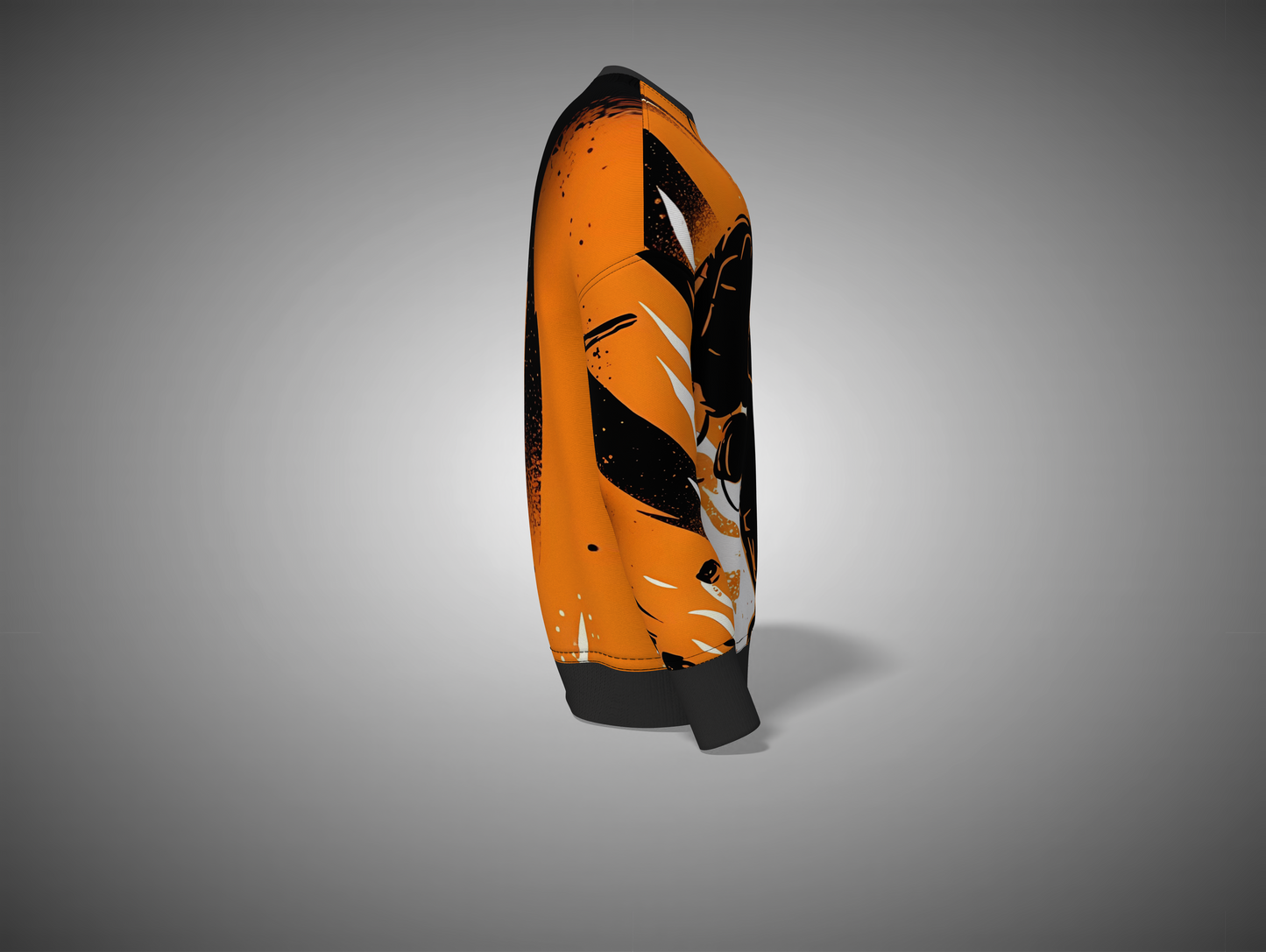 Orange and black jacket on a gray background