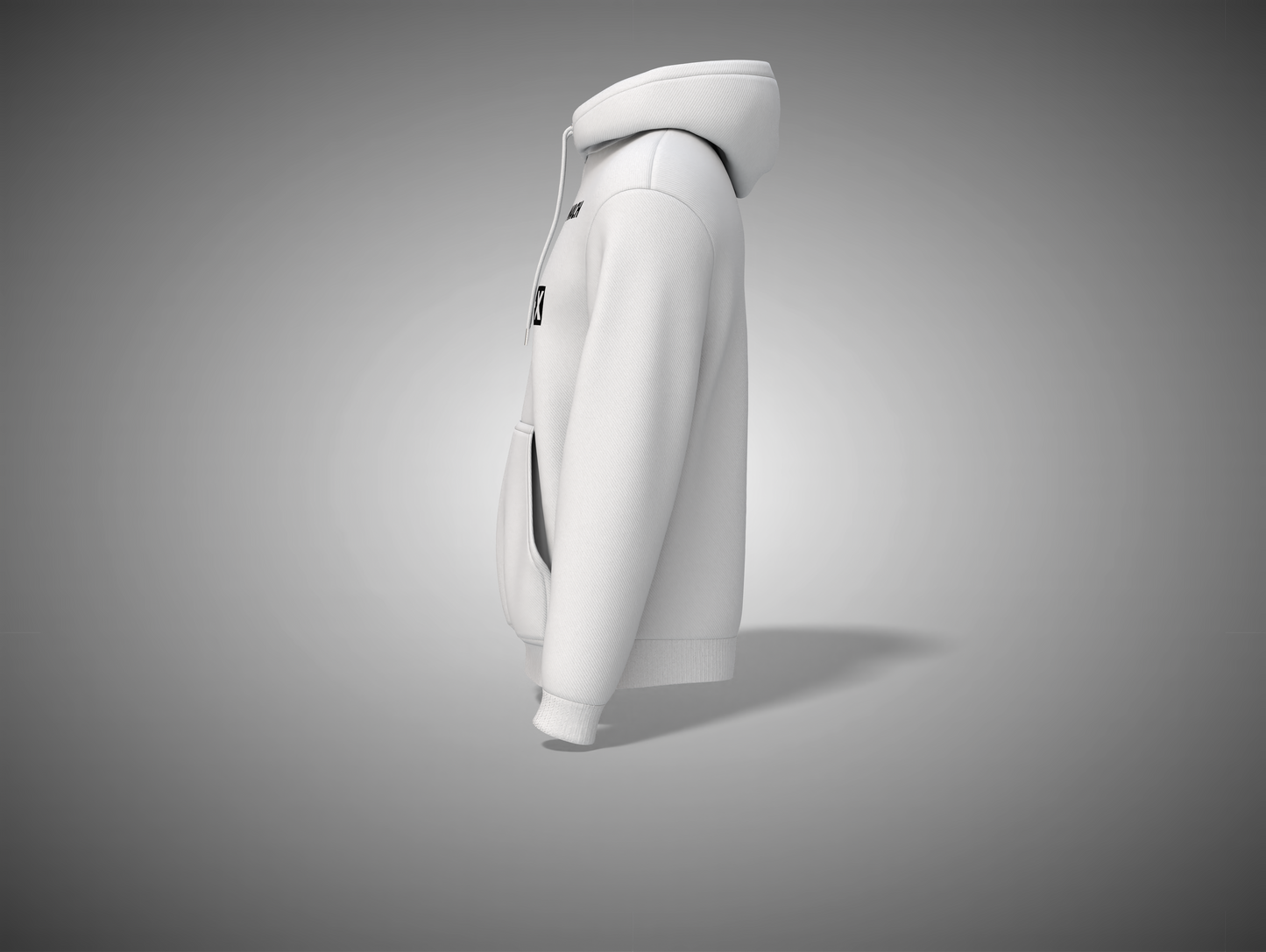 White hooded coat on a gray background