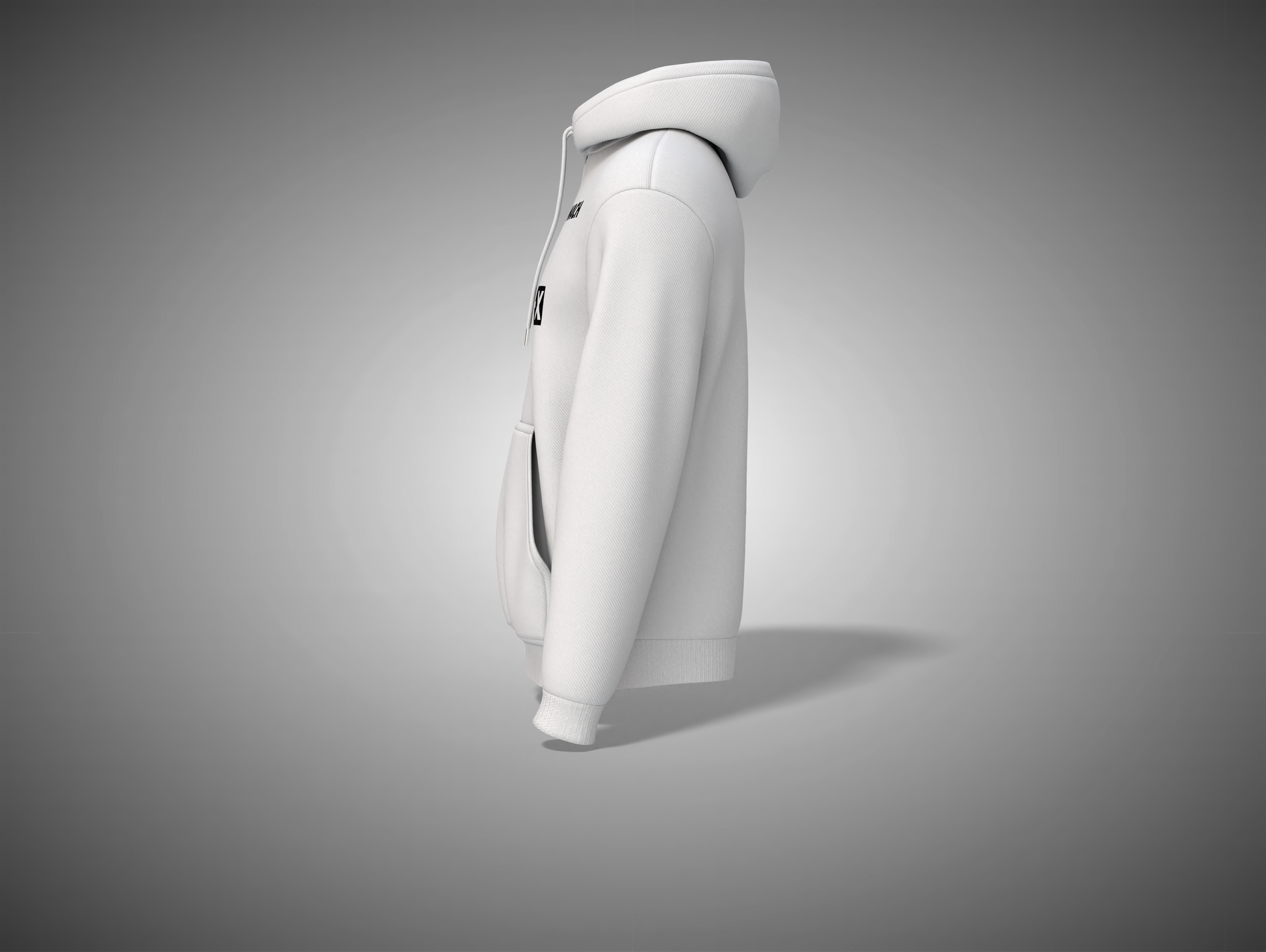 White hooded coat on a gray background