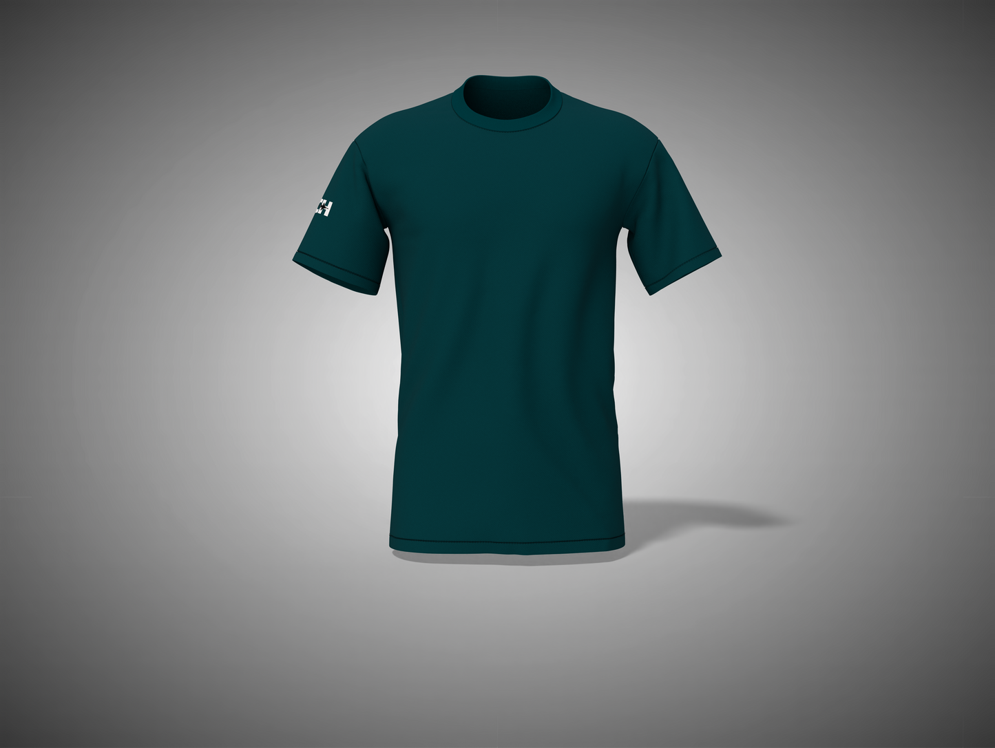 petrol blue t-shirt on a gray background