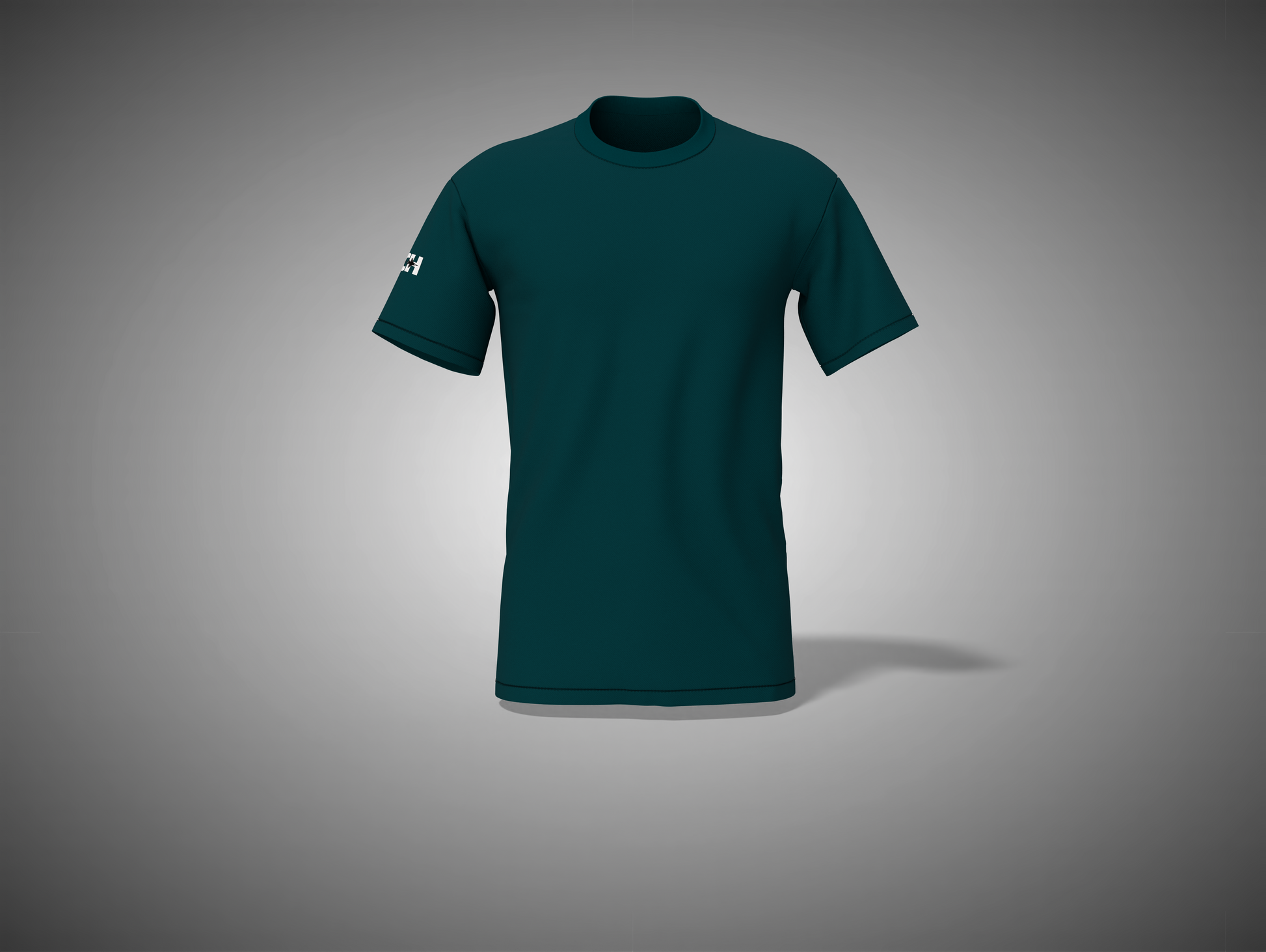 petrol blue t-shirt on a gray background