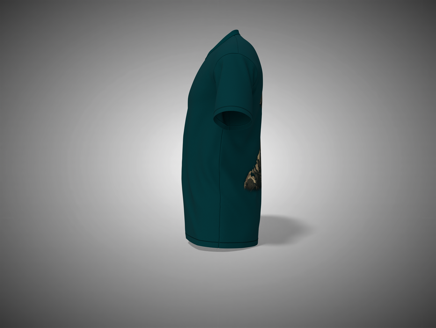 petrol blue hooded garment on a gray background